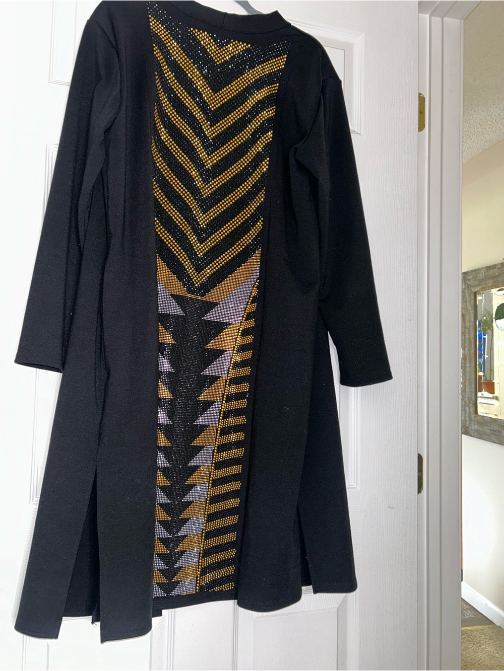 Antthony Black Open-Front Cardigan with Metallic Accent